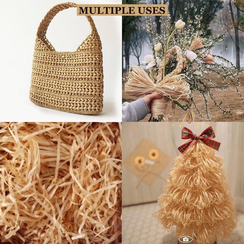 ALLWSLucky 656 FT Raffia Paper Craft Ribbon,Colored Packing Paper String for Gift Wrapping,Party Decor and DIY Decoration (Brown) - Image 5
